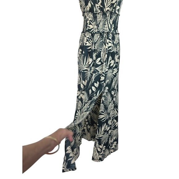 Anthropologie Tropical Smock Waist Maxi Dress Sz M Rayon Tassels Resort Wear NEW - Picture 6 of 10